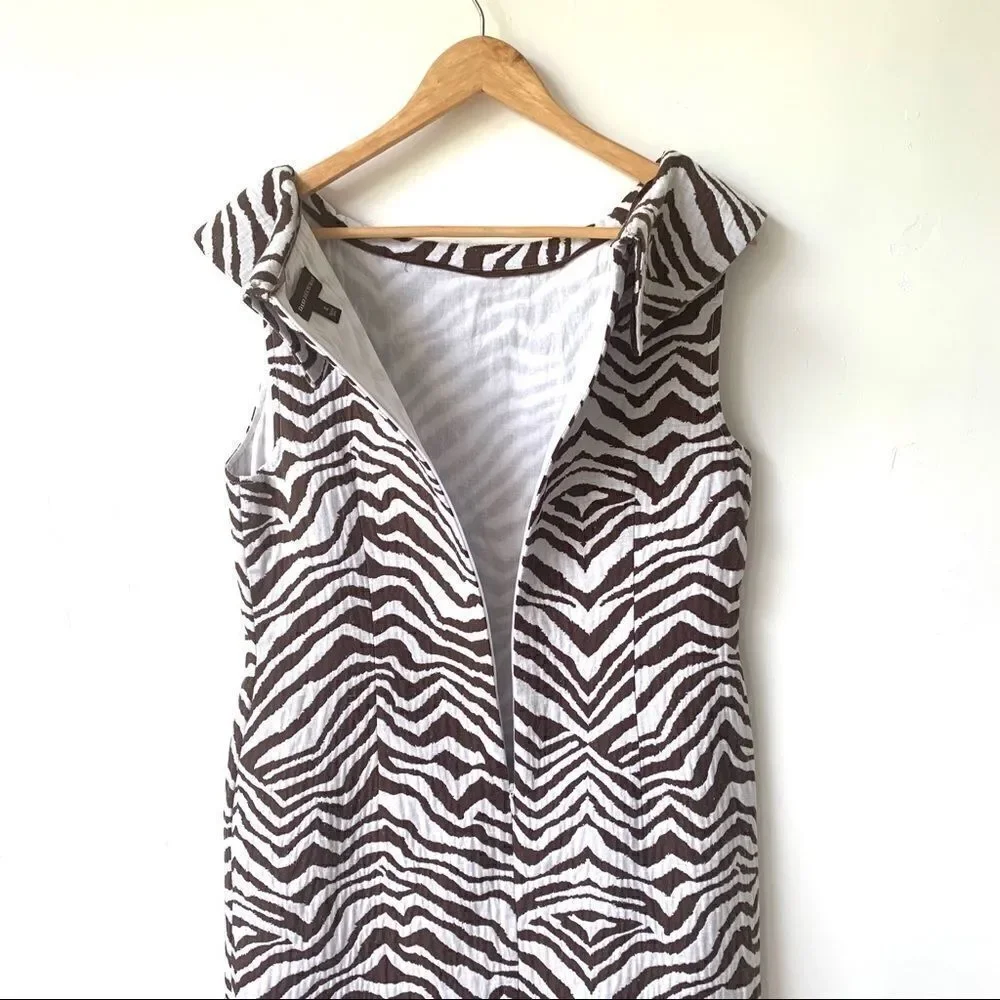 DANA BUCHMAN COTTON BLEND ZEBRA PRINT DRESS